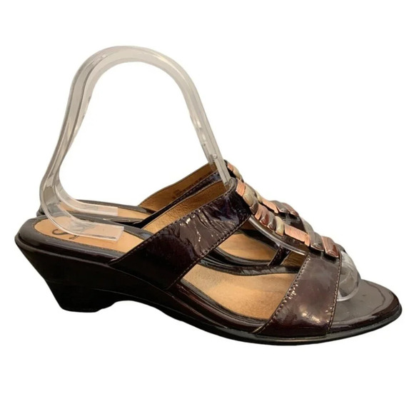 Sofft Heels Sandals Womens 8 Brown Beaded Leather Vacation Beach Wedding Comfort - Picture 2 of 8